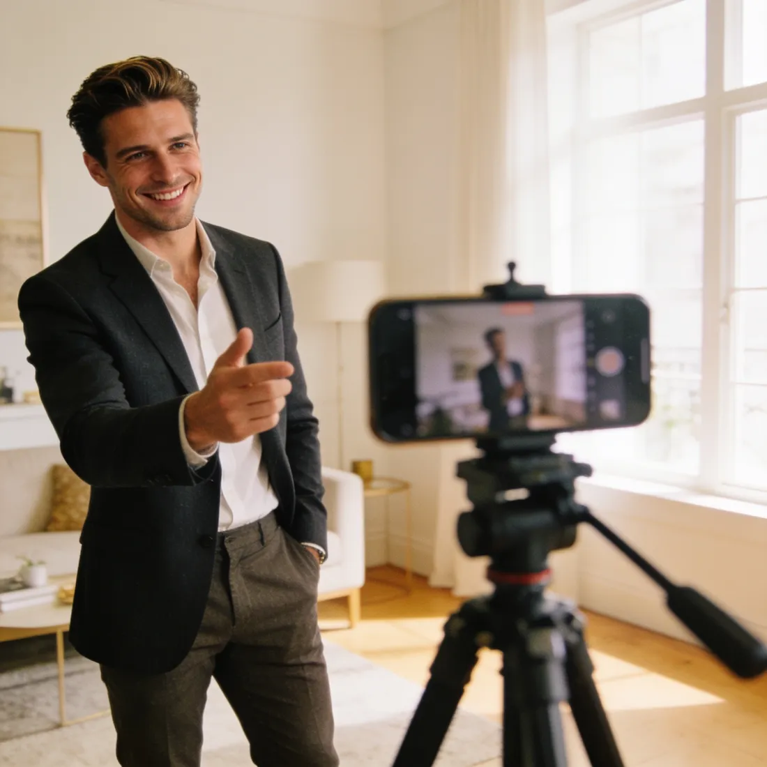 A coach recording a piece to camera